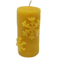 Beeswax Candle: Snowflake Cyl. Beeswax Candle: Snowflake Cyl.